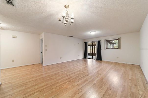 Chandelier, Empty room, Interior, Wood Texture Flooring