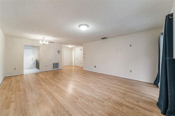 Chandelier, Empty room, Interior, Wood Texture Flooring