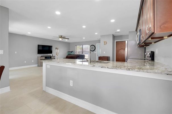Interior, Kitchen, Recessed Lighting, Wood Texture Flooring