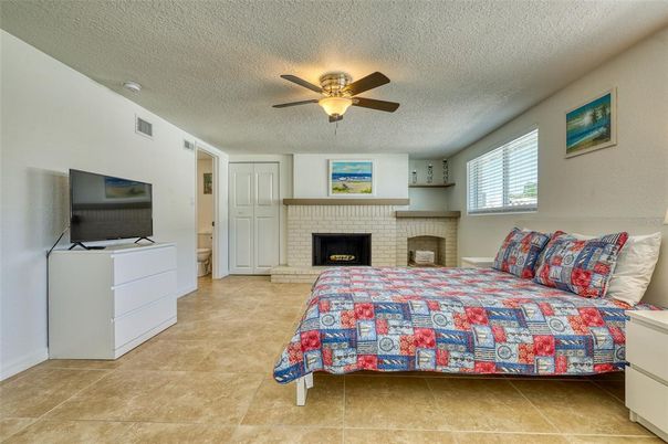 Bedroom, Fireplace, Interior