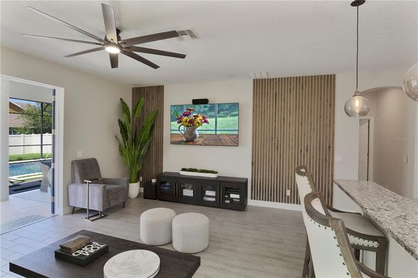 Interior, Pendant Lights, Wood Texture Flooring