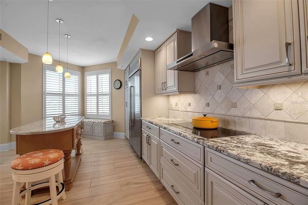 Interior, Kitchen, Pendant Lights, Recessed Lighting, Wood Texture Flooring