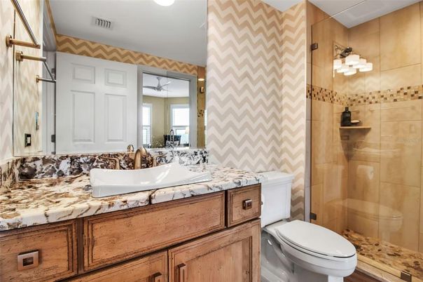Bathroom, Glass Shower, Interior, Recessed Lighting