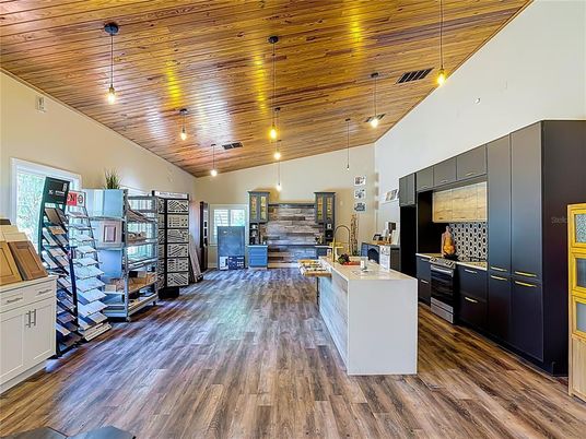 Interior, Kitchen, Pendant Lights, Wooden Ceilings, Wood Texture Flooring