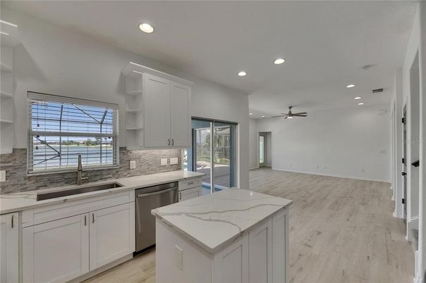 Interior, Kitchen, Recessed Lighting, Wood Texture Flooring