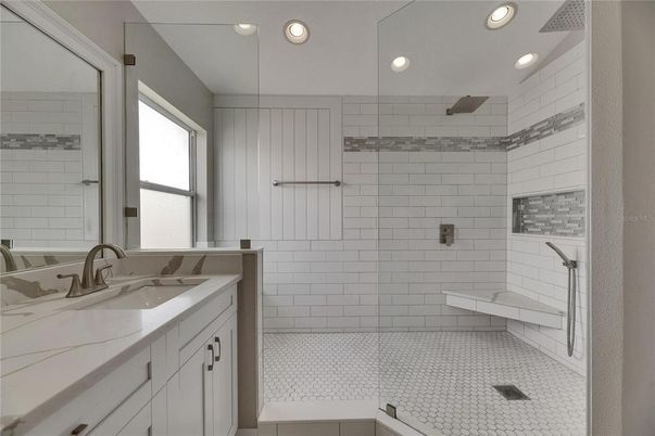Bathroom, Glass Shower, Interior, Recessed Lighting