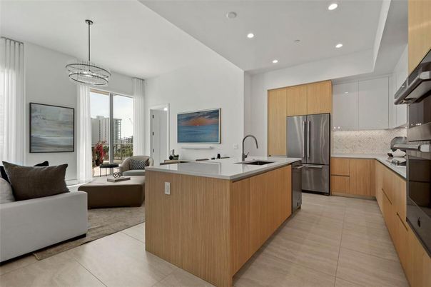 Interior, Kitchen, Living room, Pendant Lights, Recessed Lighting, Stainless Steel Appliances