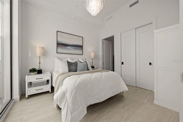 Bedroom, Chandelier, Interior