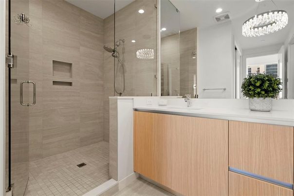 Bathroom, Glass Shower, Interior, Recessed Lighting