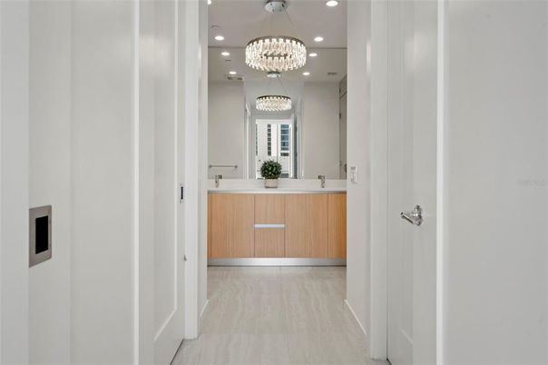 Bathroom, Chandelier, Interior, Recessed Lighting