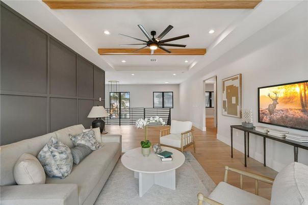 Interior, Living room, Recessed Lighting, Wooden Beams, Wood Texture Flooring