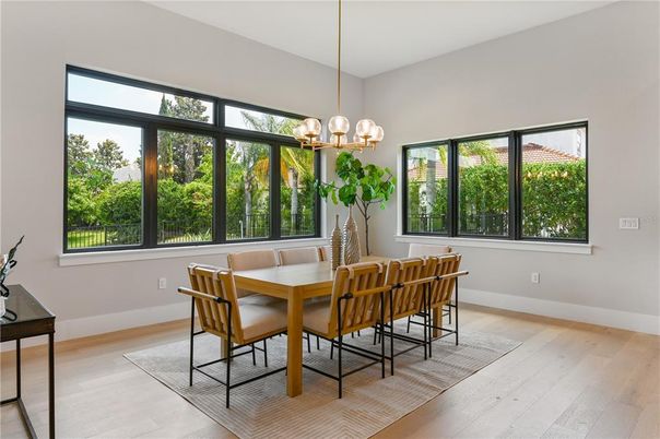 Chandelier, Dining room, Interior, Pendant Lights, Wood Texture Flooring