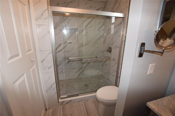 Bathroom, Glass Shower, Interior, Marble Walls