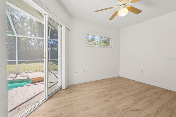 Empty room, Interior, Pool, Wood Texture Flooring