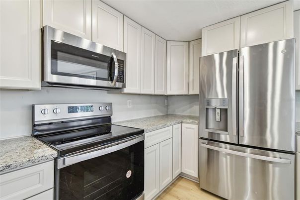 Interior, Kitchen, Stainless Steel Appliances, Wood Texture Flooring