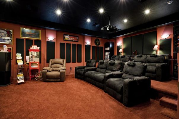 Home Theatre Room, Interior, Projection Screen, Recessed Lighting, Theatre Room