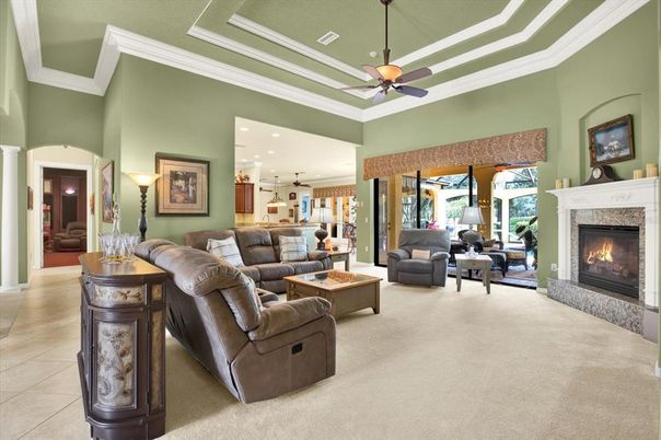 Fireplace, Interior, Living room, Pendant Lights, Recessed Lighting