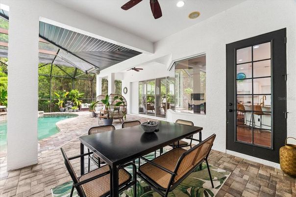 Dining room, Glass Ceilings, Interior, Pool, Recessed Lighting, Sun Room