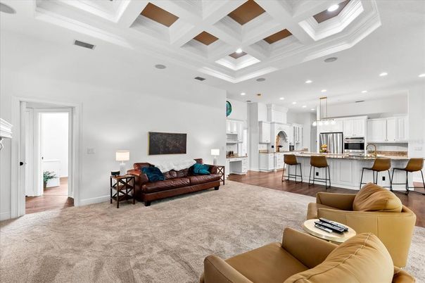 Interior, Kitchen, Living room, Pendant Lights, Recessed Lighting, Stainless Steel Appliances, Wood Texture Flooring