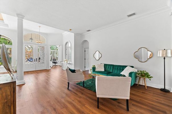 Interior, Living room, Pendant Lights, Wood Texture Flooring