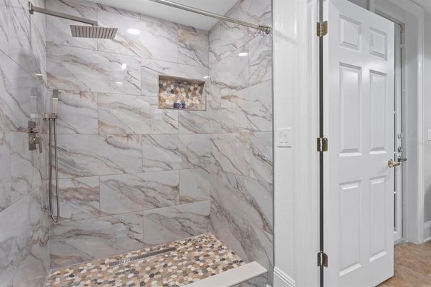 Bathroom, Glass Shower, Interior, Marble Walls