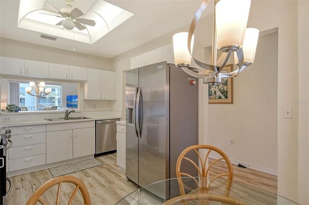 Interior, Kitchen, Stainless Steel Appliances, Wood Texture Flooring