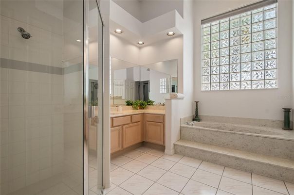 Bathroom, Glass Shower, Interior, Marble, Recessed Lighting