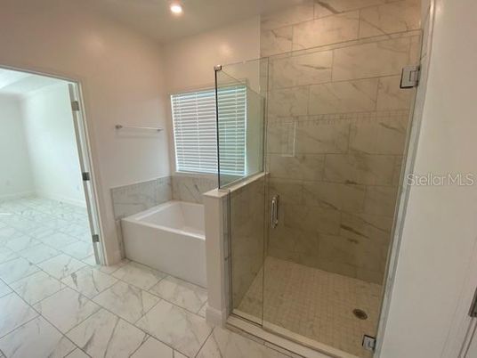 Bathroom, Glass Shower, Interior, Marble, Marble Walls, Recessed Lighting