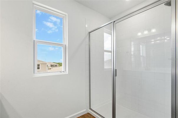 Bathroom, Glass Shower, Interior, Wood Texture Flooring