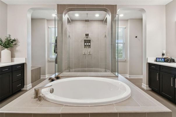 Bathroom, Glass Shower, Interior, Recessed Lighting