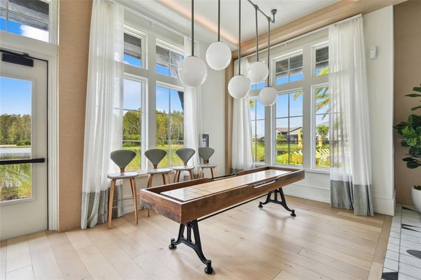 Home Office, Interior, Pendant Lights, Wood Texture Flooring