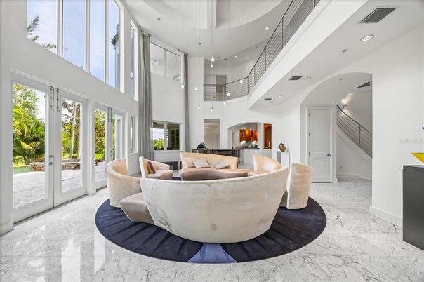 Interior, Living room, Marble, Pendant Lights, Recessed Lighting