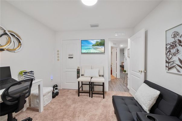 Home Office, Interior, Recessed Lighting, Wood Texture Flooring