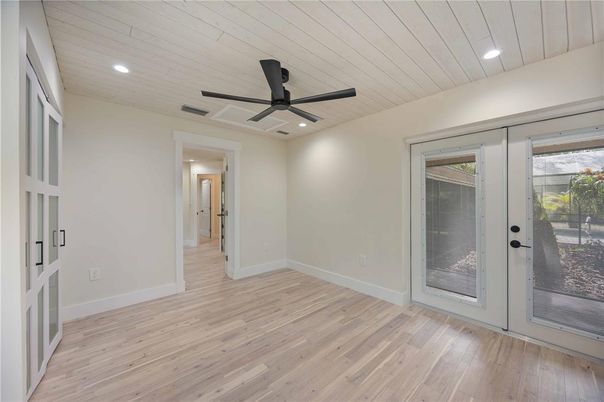 Bathroom, Free Standing Baths, Glass Shower, Interior, Recessed Lighting, Wooden Ceilings