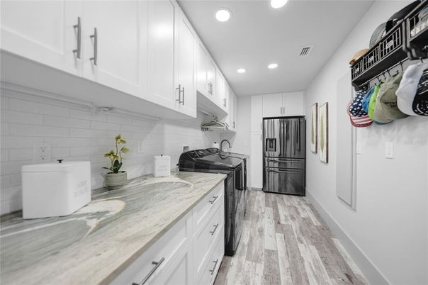 Interior, Kitchen, Recessed Lighting, Wood Texture Flooring