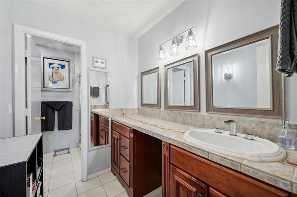Bathroom, Dual Sink Vanities, Interior, Tile Countertops