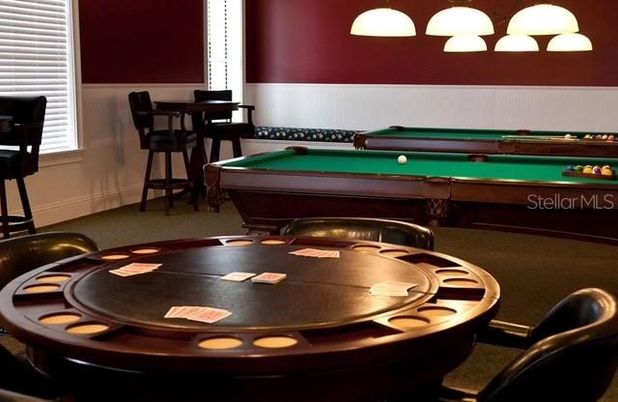 Billiard Table, Chandelier, Game Room, Interior