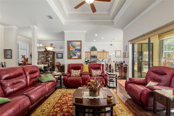 Interior, Kitchen, Living room, Pendant Lights, Recessed Lighting, Wood Texture Flooring