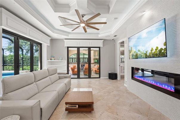 Fireplace, Interior, Living room, Recessed Lighting