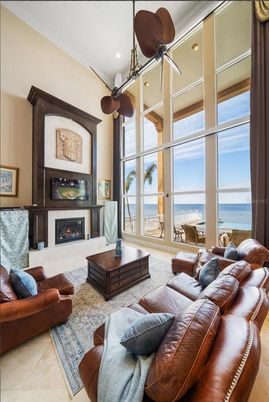 Fireplace, Interior, Living room, Recessed Lighting, Water