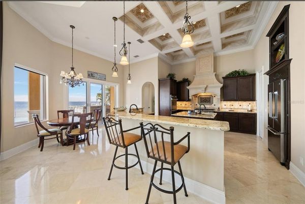 Chandelier, Dining room, Fireplace, Interior, Kitchen, Pendant Lights, Water