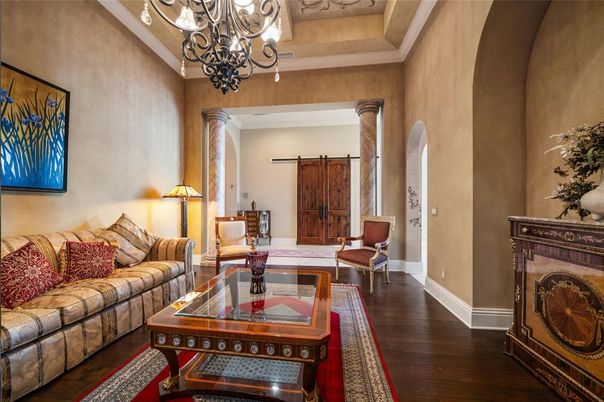 Chandelier, Interior, Living room, Wood Texture Flooring