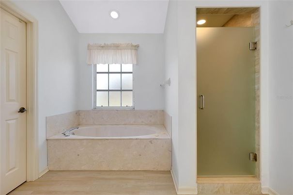 Bathroom, Interior, Recessed Lighting, Wood Texture Flooring