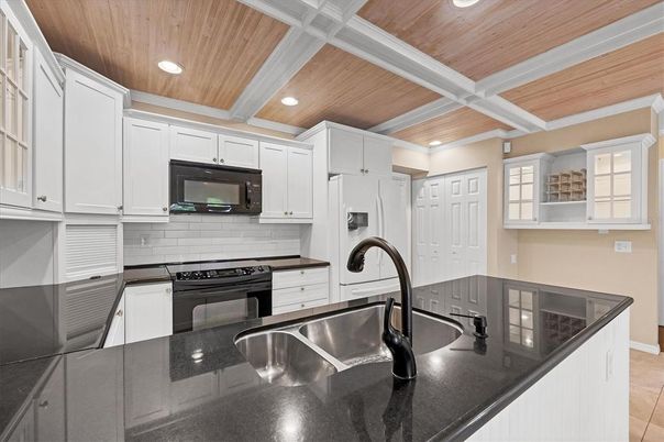 Interior, Kitchen, Recessed Lighting, Stainless Steel Appliances, Wooden Ceilings