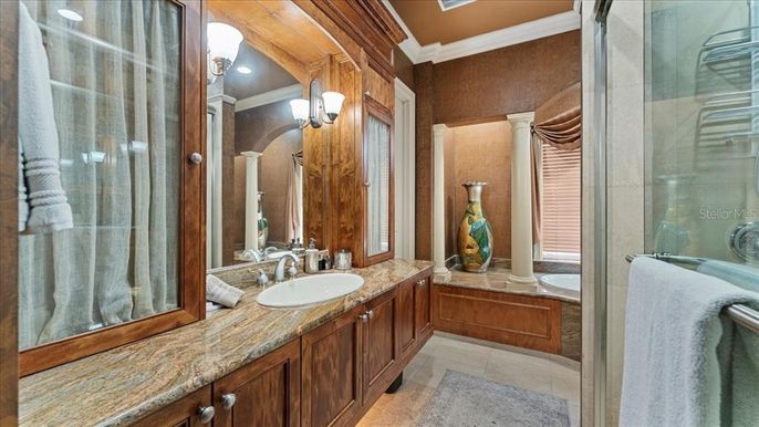 Bathroom, Dual Sink Vanities, Glass Shower, Interior