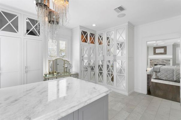 Bedroom, Chandelier, Interior, Recessed Lighting