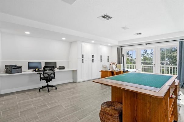 Home Office, Interior, Recessed Lighting, Wood Texture Flooring