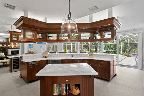 Fireplace, Interior, Kitchen, Pendant Lights, Recessed Lighting