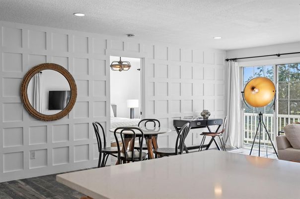 Home Office, Interior, Recessed Lighting, Wood Texture Flooring