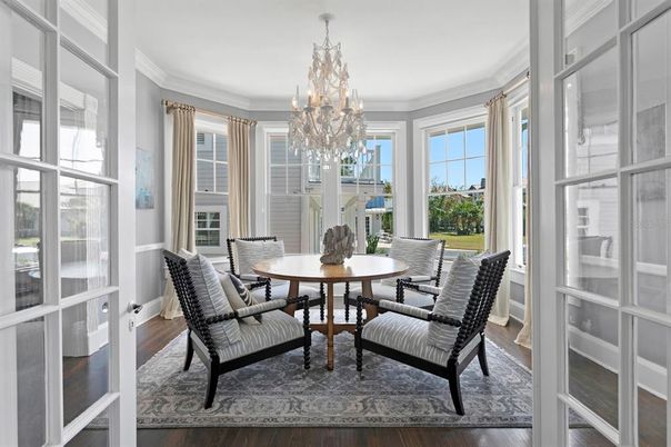 Chandelier, Dining room, Interior, Wood Texture Flooring
